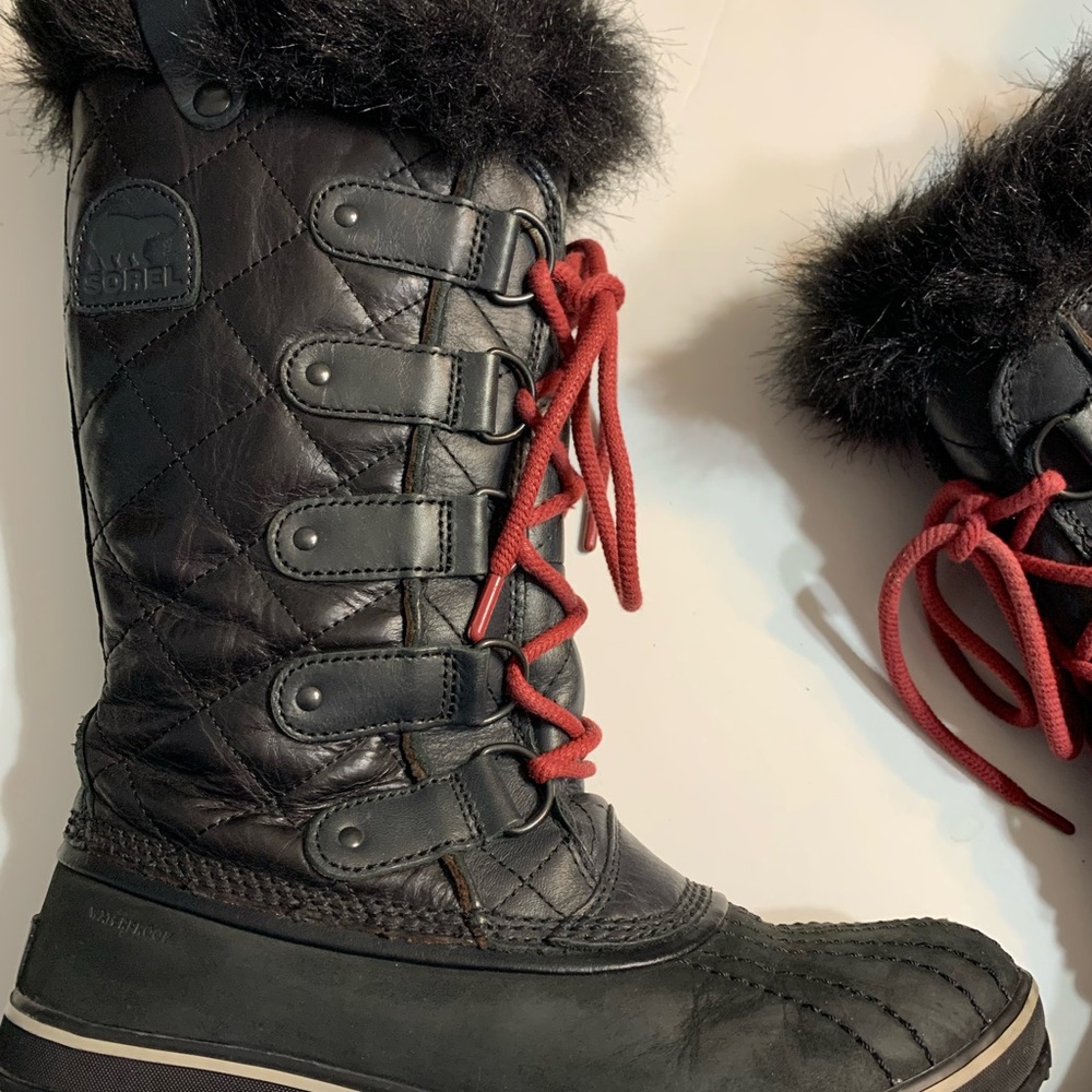 Sorel Tolfino Faux Fur Boots Black Size 7 - Picture 2 of 10